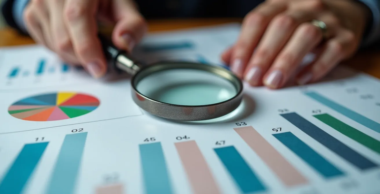 Mains professionnelles comparant des graphiques financiers abstraits