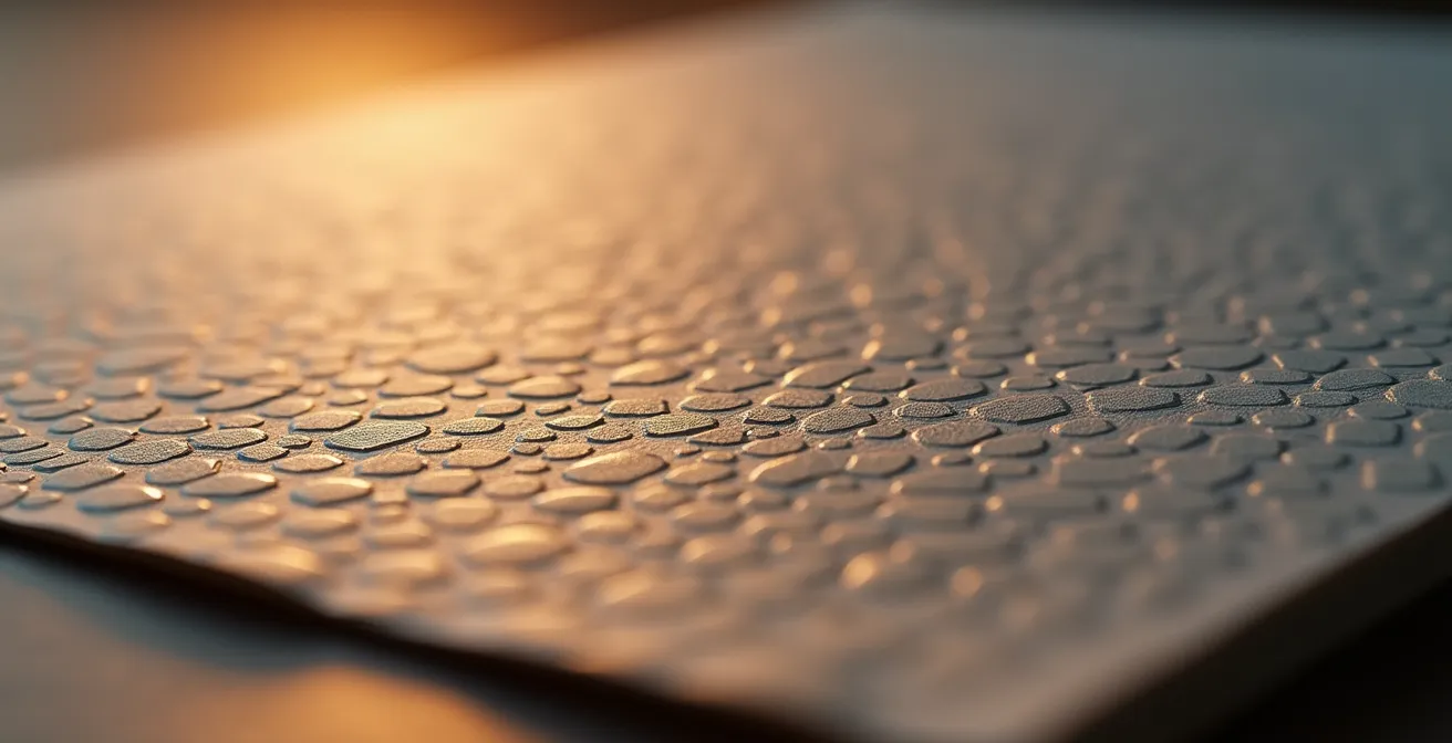 Détail macro d'un document contractuel avec texture de papier premium