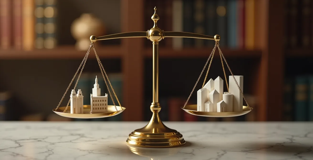 Composition symbolique représentant les choix patrimoniaux d'un dirigeant